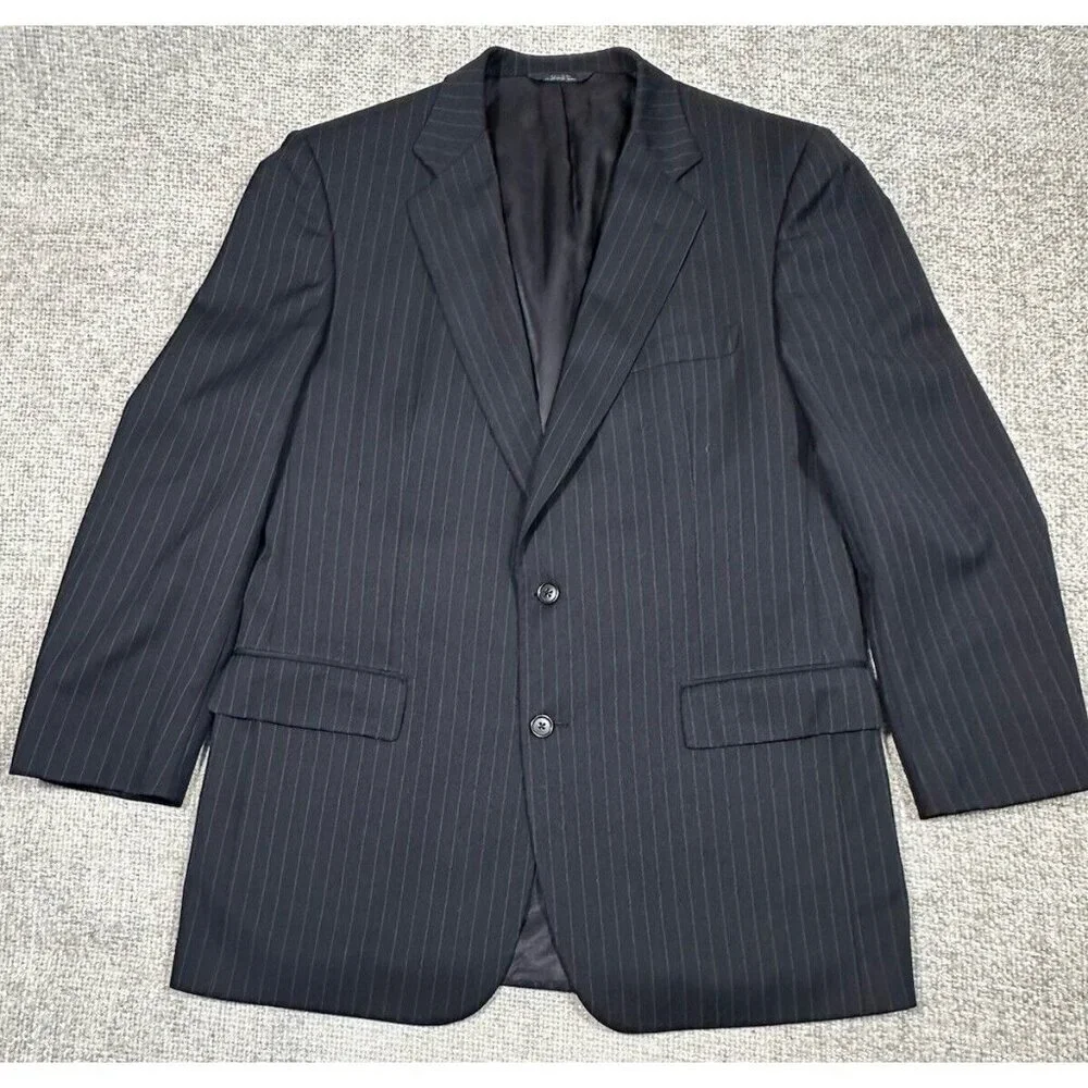 Vtg Brooks Brothers Suit‎ Jacket Mens 43L Blue Striped Wool Union USA Sport Coat